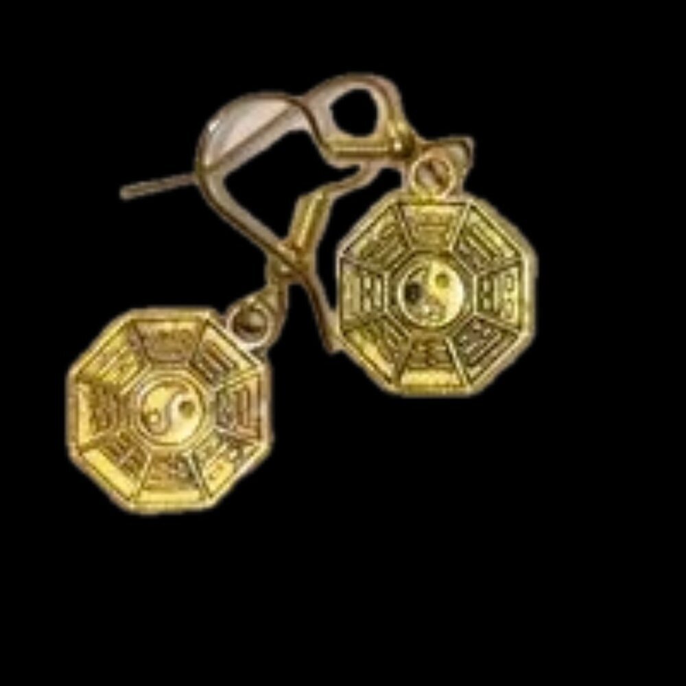 ying yang brass authentic handmade hook earrings surgical